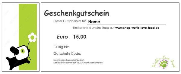 Gutschein 15 Euro (inkl. Versandkosten) - ein kleines Geschenk für Dich