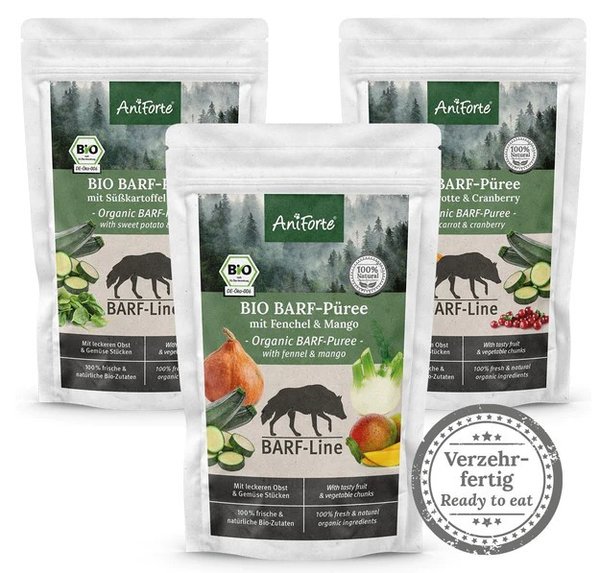 BARF-Line Bio Gemüse & Obst Mix - 3er Set (je 150 g) für Hunde - Aniforte