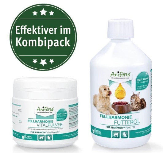 Fellglanz-Set - natürliche Fellpflege, glänzendes Fell & vitale Haut für Hunde & Katzen - Aniforte